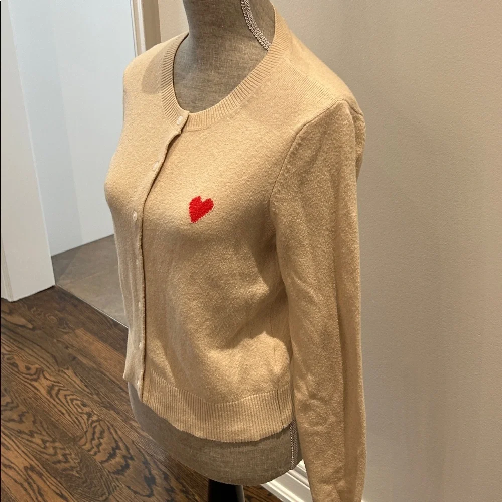 Old Navy Beige Cardigan with Red Heart Detail - Picture 2 of 3
